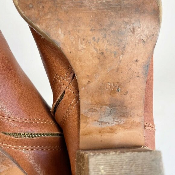 Madewell Womens Billie Ankle Bootie Leather Boots Brown Sz 6.5 Stacked Heels Zip - Picture 7 of 12